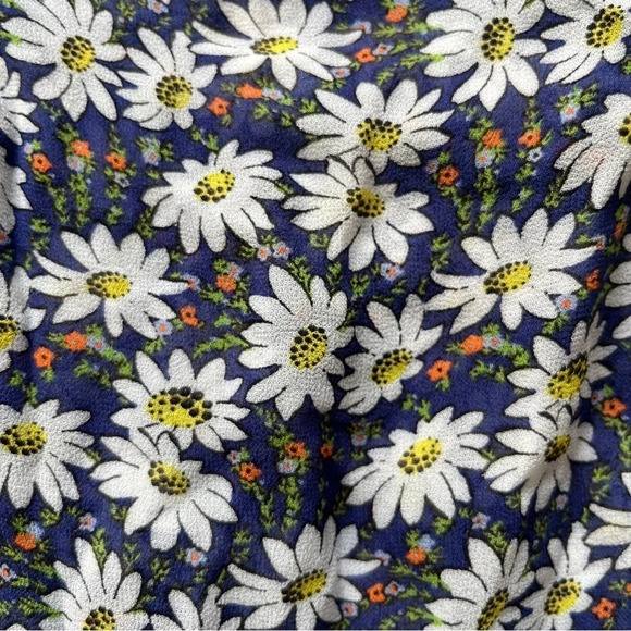 Zara Floral Daisy Blouse Corset Lace Up Long Sleeve V Neck  Lightweight Sz S - Picture 11 of 11